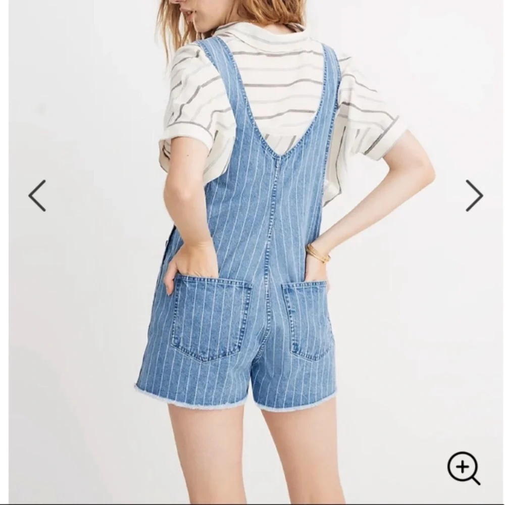 Madewell Pinyon Short Overalls in Pinstripes - Picture 2 of 6